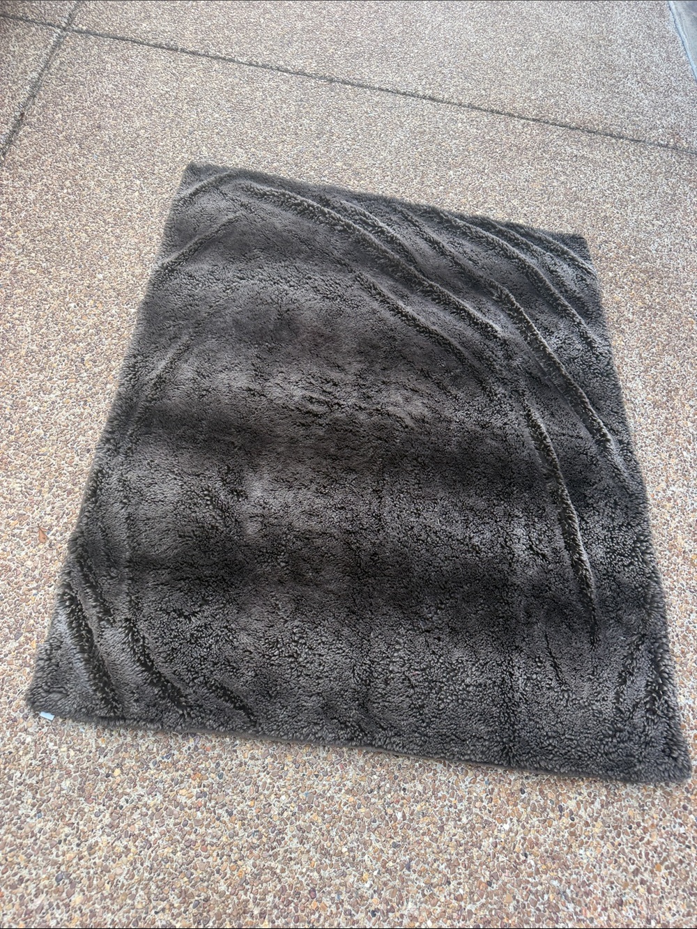 WEST ELM Plush Faux Fur Accent Throw Blanket - Brown